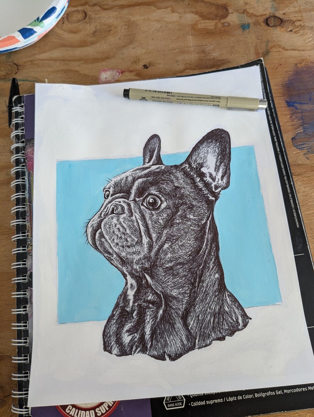French Bulldog Original Ink Drawing